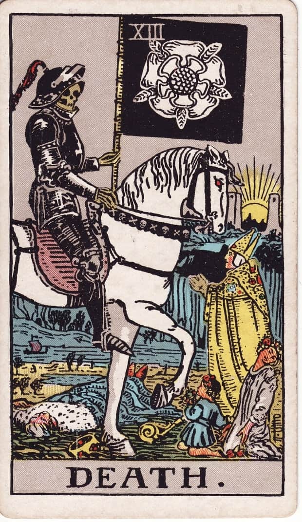 A gravura da carta A Morte no baralho de tarot Rider-Waite-Smith